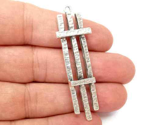 Hammered Sticks Charms, Antique Silver Plated (59x18mm) G28334