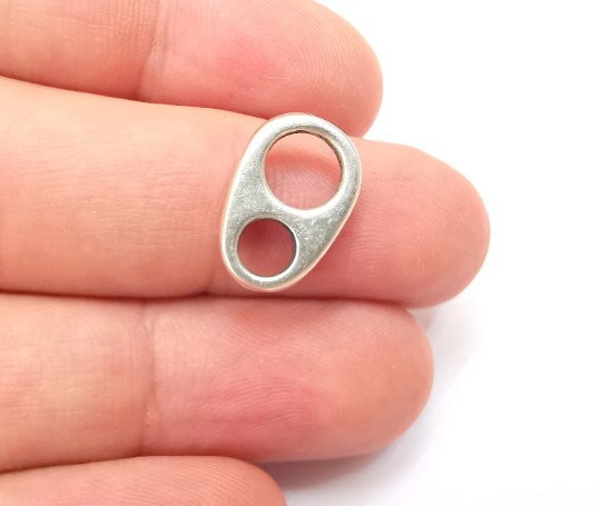 Two hole Connector Antique Silver Plated Oval Findings (17x11mm) G28730