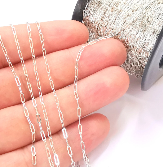 1 Feet (30 cm) Sterling Silver Cable Chain 925 Solid Silver Soldered Chain  (5x1,8mm) G30000