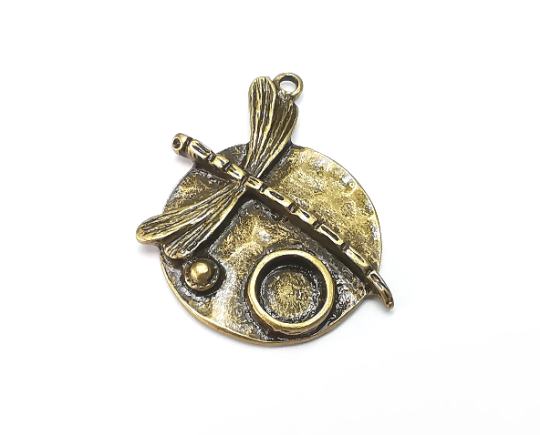 Dragonfly Pendant Bezel, Resin Blank, inlay Mountings, Mosaic Frame, Cabochon Bases, Dry Flower Settings, Antique Bronze Plated (8mm) G28920
