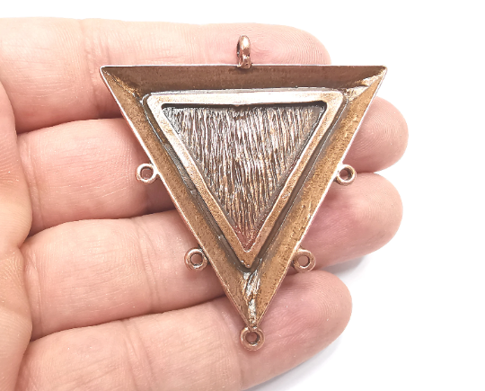 Symbols Pendant , Triangle Connector, Antique Copper Plated (59x55mm) G28900