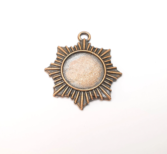 Sheriff Badge Charms Bezel Pendant Blank Copper Pendant Base Antique Copper Plated (16mm Blank) G28323