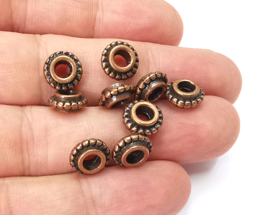 Ribbed Round Beads Antique Copper Plated (9mm) G28328