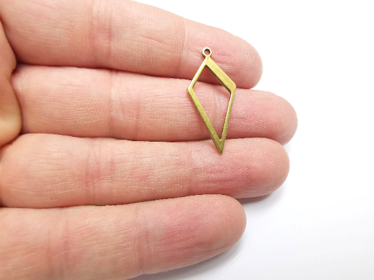 5 Rhombus Charms Antique Bronze Plated Charm, Jewelry Findings, Earring Charms (30x14mm) G29505