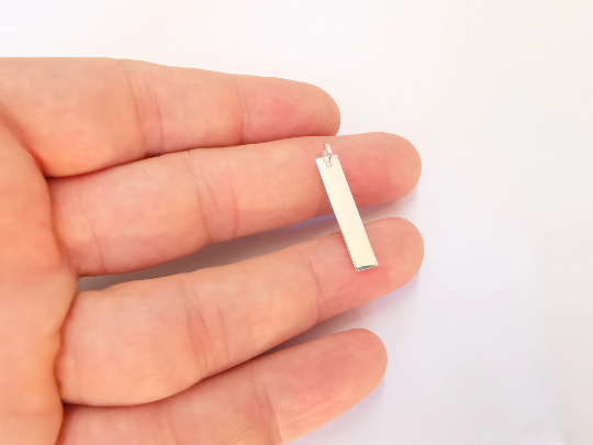 Sterling Silver Stamping Bar Charms Blank Tag Charms with Loop, 925 Silver Charms (25x5mm) G30052