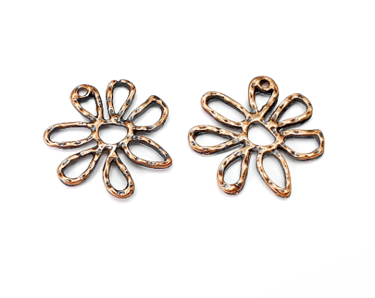 Flower Charms Antique Copper Plated (24x24mm) G28303