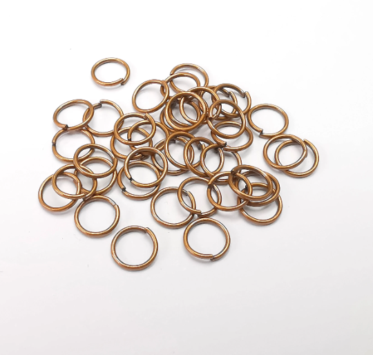50 Antique Copper Brass Jumpring (7 mm) (Thickness 0.8mm - 20 Gauge) Antique Copper Plated Brass Jumpring Findings G29330