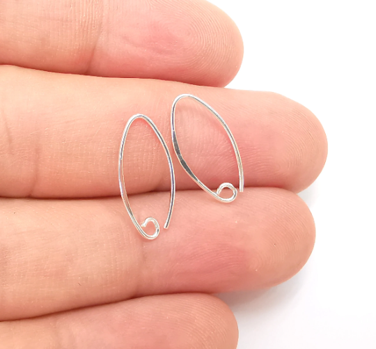 Solid Sterling Silver Earring Hook 925 Silver Earring Wire Findings (18mm) G30022