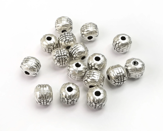 Round Ball Beads Antique Silver Plated Metal Beads (6mm) G29538