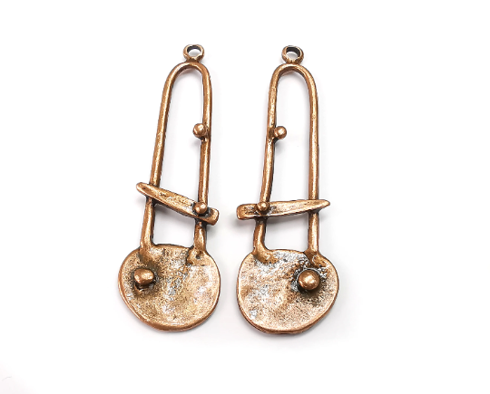 Ethnic Charms, Dangle Pendant, Earring Charms, Jewelry Findings, Antique Copper Plated (64x19mm) G29533