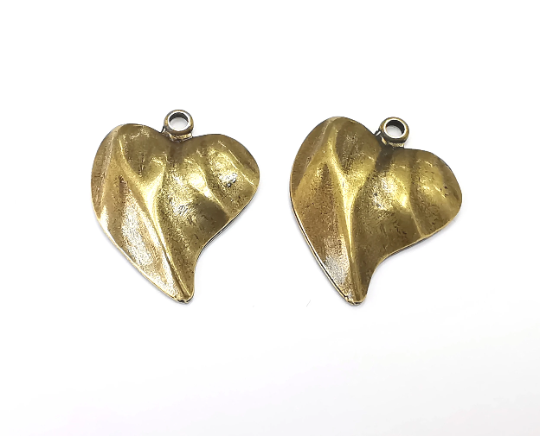 Heart Leaf Charms Pendant Antique Bronze Plated Charms (31x26mm) G28045