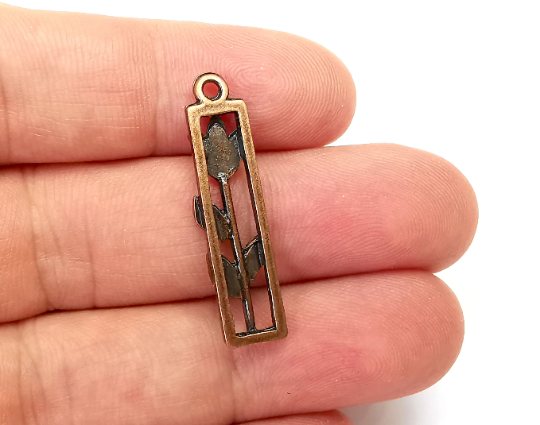 Flower Rose Leaf Charms Antique Copper Plated Charms (33x8mm) G28256