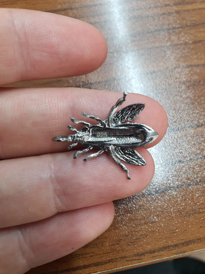 Sterling Silver Bee Charms 925 Antique Silver Charms (26x18mm) G30059