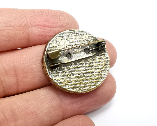 Hammered Brooch Holders Pin Brooch Blanks Brooch Bezel Antique Bronze Plated Brooch Pin Findings (25mm Bezel size) G29811