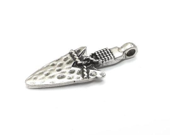 Arrow Spear Head Charms, Antique Silver Plated Charms (36x13mm) G28797