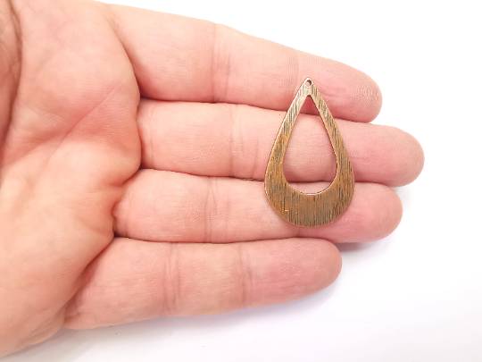 Brushed Drop Charms Antique Copper Plated Teardrop Charms (40x24mm) G28932