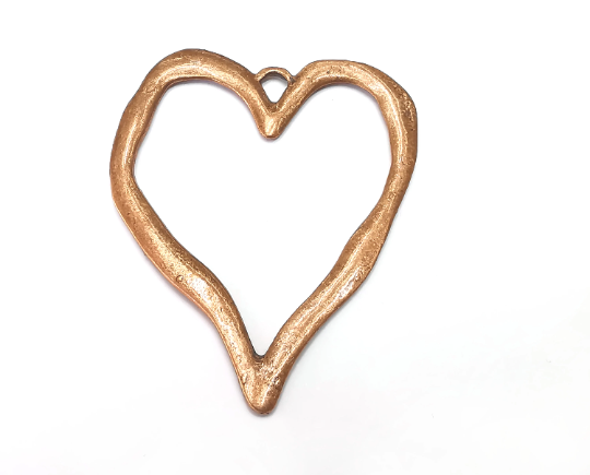 Heart Charms Pendant , Antique Copper Plated (60mm) G28782