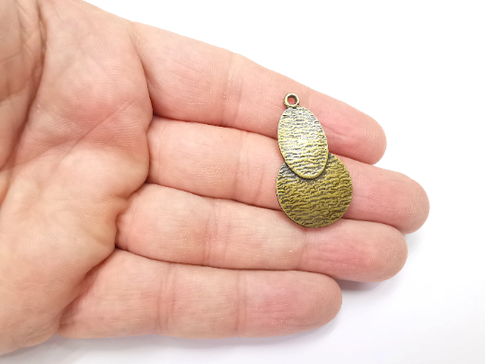 Unique Brushed Dangle Charms, Antique Bronze Plated Charms (37x20mm) G29318