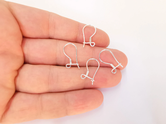 2 Solid Sterling Silver Earring Hook, 925 Silver Earring Wire Findings (20mm) G30075