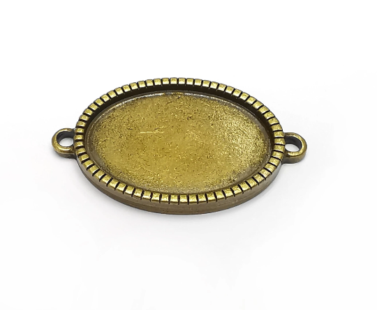 Oval Pendant Connector Blanks, Resin Bezel Bases, Mosaic Mountings, Polymer Clay base, Antique Bronze Plated (25x18mm) G29821