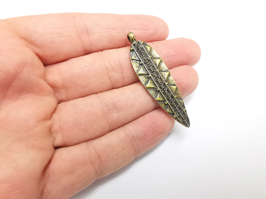 Bronze Dangle Pendant Charms, Antique Bronze Plated Charms (54x15mm) G29555