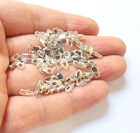 4 Sterling Silver Lobster Clasps 4 Pcs 925 Silver Findings (8x4mm) G30046