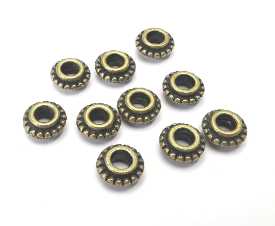 Ribbed Round Beads Antique Bronze Plated (9mm) G28223