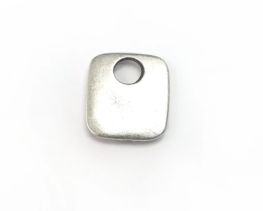 Big Hole Charms, Flat Charms, Antique Silver Plated (15x13mm) G29539