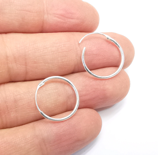 Solid Sterling Silver Earring Hoop, Piercing Wire with Ball Bead 925 Silver Earring Findings (17mm) 1 pair G30016