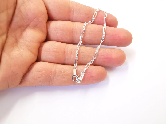 Sterling Silver Finished Bracelet Chain Bangle Chain Ready Chain 925 Solid Silver Chain Findings (17cm-6,6inch) G30076