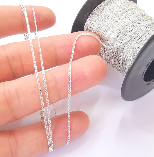 1mt(3.3ft) Sterling Silver Chain 925 Solid Silver Soldered Chain (1.2x0.6mm) G30050