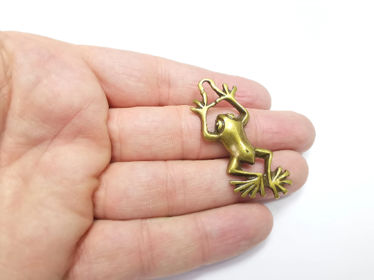 Frog Charms, Dangle Earring, DIY Charms, Antique Bronze Plated Pendant (50x20mm) G29398
