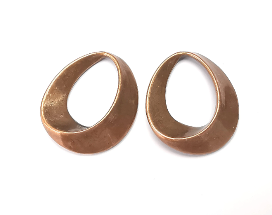 Oval Hoop Charms Findings, Antique Copper Plated (30x25mm) G28434