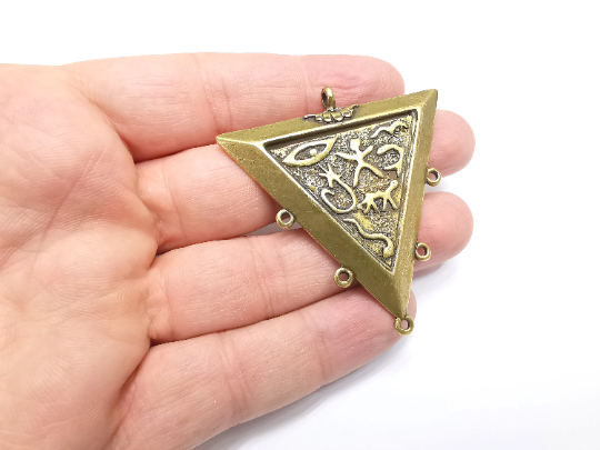 Triangle Pendant Connector, Antique Bronze Plated (59x55mm) G29367