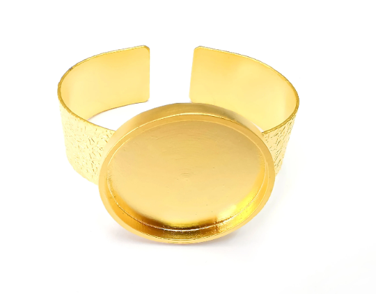 Gold Textured Bracelet Blanks Cuff Adjustable Bracelet Blank Gold plated (40mm Blank) G28270