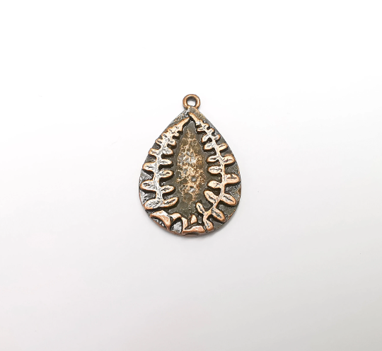 Fern Charms Antique Copper Plated Drop Charms (34x23mm) G29300