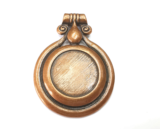 Swirl Round Pendant Blank Bezel Settings, Antique Copper Plated (29mm Blank) G28437