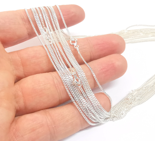 Sterling Silver Soldered Ready Curb Chain 925 Silver Chain Findings (1 mm thickness) G30018