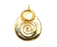 Swirl Round Disc Charms Pendant Blank Shiny Gold Plated Pendant Brass (39x28mm) (10mm Blank Size) G28050