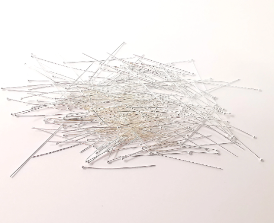 20 Sterling Silver Ball Head Pin, 1.3'', 28ga Extra thin pin (1.3inch - 30mm) (0.32mm - 28 Gauge) 925 Silver Headpin Findings G30055