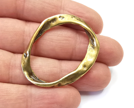 Curved Hammered Oval Findings Antique Bronze Plated Findings (43x33mm) G28024