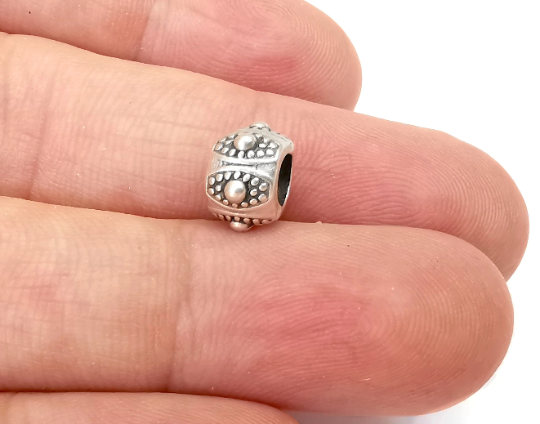 Cylinder Round Beads Antique Silver Plated (10mm) G28204