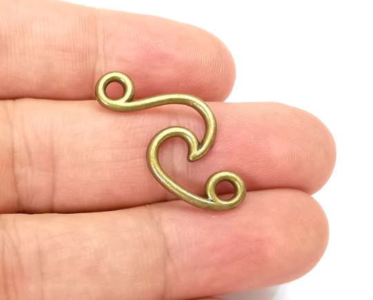 Wave Charms Connector Antique Bronze Plated (32x15mm) G28332