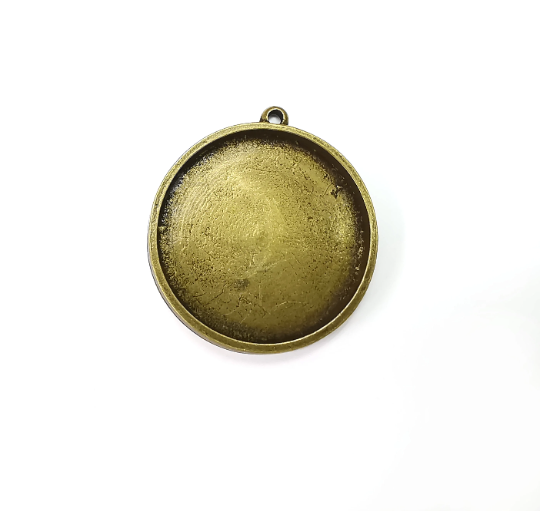 Round Pendant Bezels, Resin Blank, inlay Mountings, Mosaic Frame, Cabochon Bases, Dry Flower Settings, Antique Bronze Plated (40mm) G28212