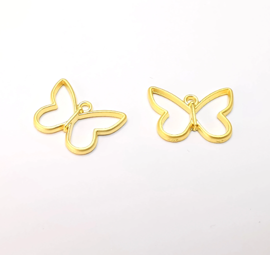 Butterfly Charms, Gold Plated DIY Charms (21x15mm) G28320