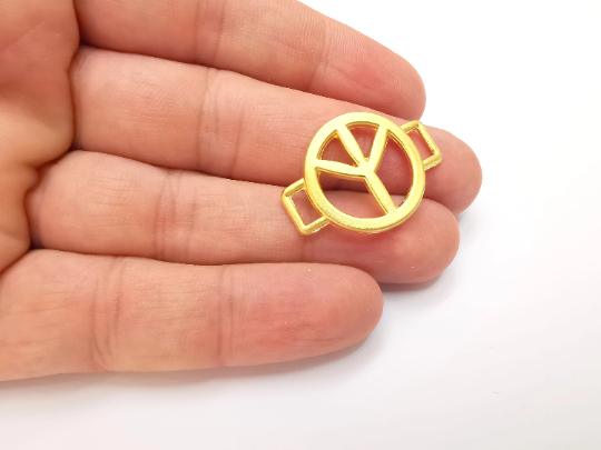Peace Charms, Gold Plated Connector (31x22mm) G28319