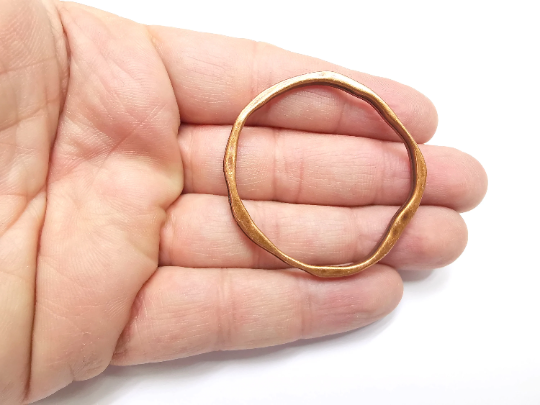 Copper Circle Connector Antique Copper Plated Organic Shape Circle (48mm) G29336