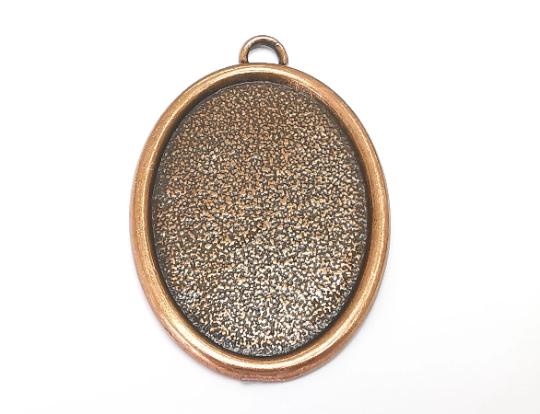 Oval Frame Pendant Blank Antique Copper Plated Pendant (56x36mm) (46x31mm Blank Size) G28079