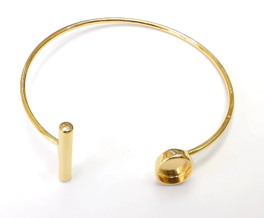 Shiny Gold Oval Bracelet Blanks, Cuff Bezels Cabochon Bases Resin Mountings, Cuff Frame, Adjustable Gold Plated Brass(11x8mm bezel) G28268