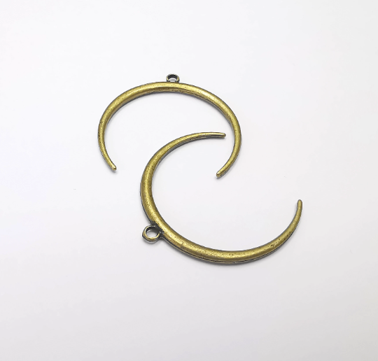 Crescent Moon Charms, Double Sided, Antique Bronze Plated, DIY charms (38mm) G28286